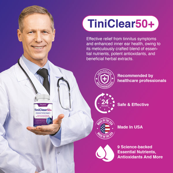 Tinnitus Relief for Ringing Ears Supplement, Natural Hearing Health Formula, 120 Capsules, Made in USA