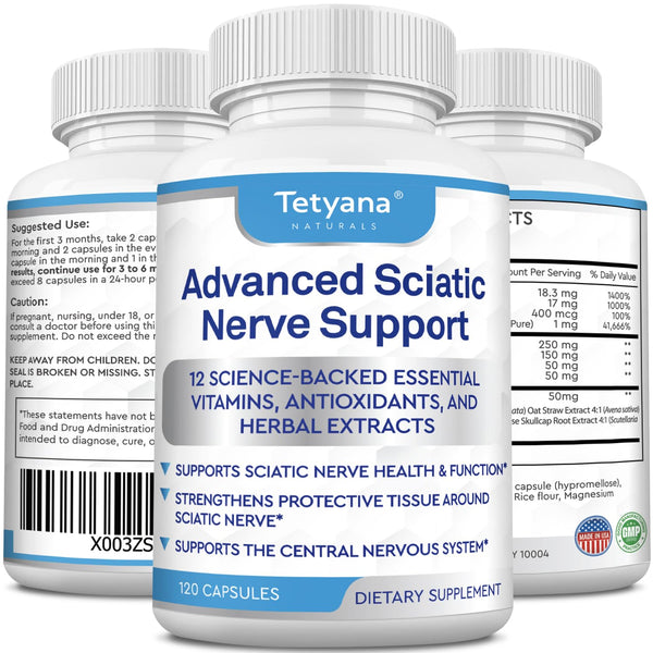 Advanced Sciatic Nerve Support: Alpha Palm Vitamin, Alpha Lipoic Acid, Benfotiamine - 12 in 1 Sciatica Supplements - 120 Capsules- 30-60 Supply- Made in USA