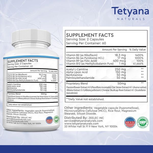 Advanced Sciatic Nerve Support: Alpha Palm Vitamin, Alpha Lipoic Acid, Benfotiamine - 12 in 1 Sciatica Supplements - 120 Capsules- 30-60 Supply- Made in USA