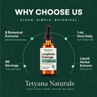 Tetyana naturals Lymphatic Drainage Drops for Bloating & De-Puff 8 Botanical Extracts with Cleavers, Dandelion & Echinacea for Lymphatic System Support & Fluid Balance, Alcohol-Free, 2 Fl Oz